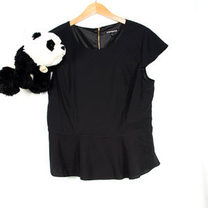 Black Express zip-up peplum top